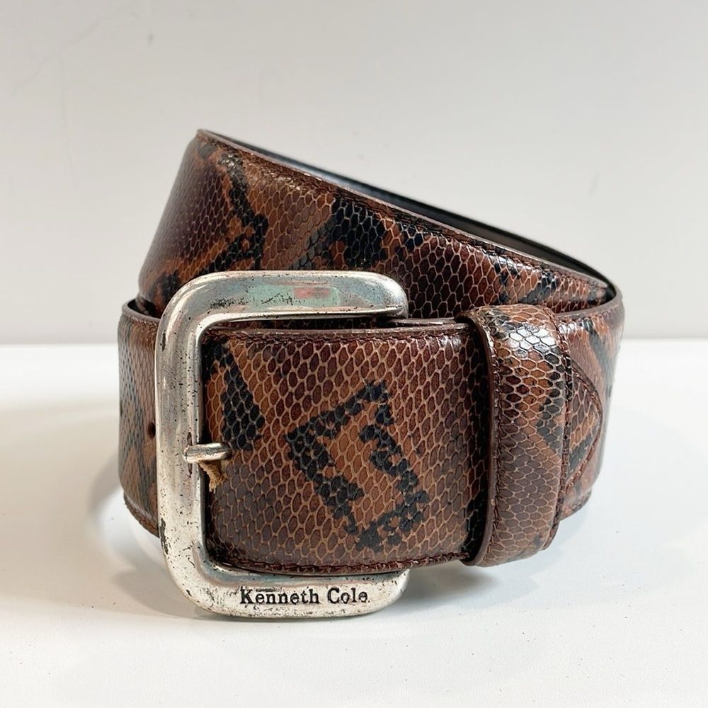Kenneth Cole New York Genuine Italian Calfskin Leather Snakeskin Belt S Women’s